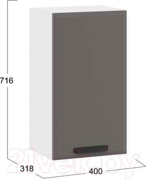 Изображение товара Шкаф навесной для кухни ТриЯ Тиана 1В4 (белый/асфальт супермат)