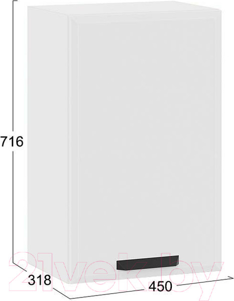 Изображение товара Шкаф навесной для кухни ТриЯ Тиана 1В45 (белый/белый супермат)