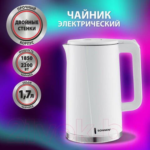Изображение товара Электрочайник Sonnen KT-8718W / 454685 (белый)