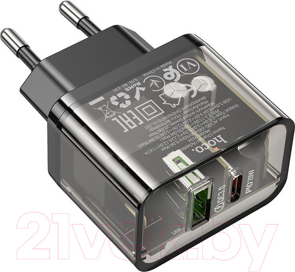 Изображение товара Адаптер питания сетевой Hoco N34 (прозрачный)