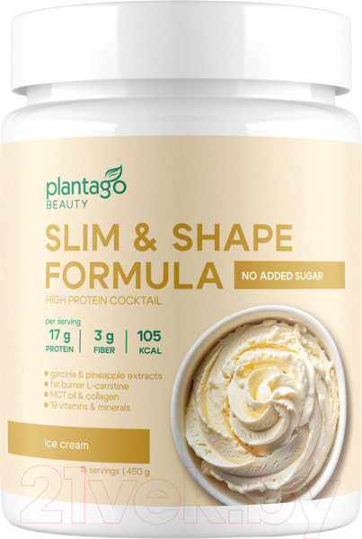 Изображение товара Протеин Plantago Slim&Shape Formula Сливочное мороженое (450г)