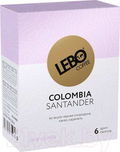 Изображение товара Кофе в дрип-пакете Lebo Колумбия арабика молотый (6x10.5г)