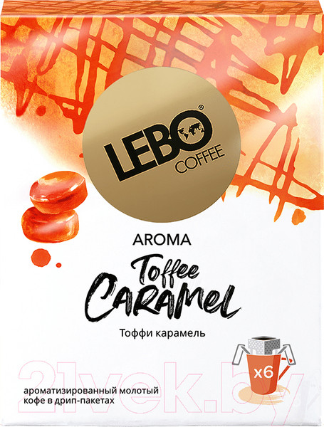 Изображение товара Кофе в дрип-пакете Lebo Toffee Caramel арабика с ароматом карамели молотый (6x10.5г)