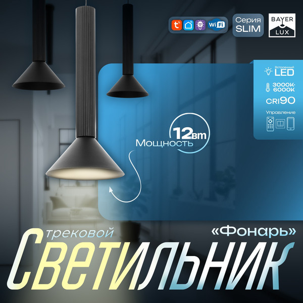 Изображение товара Трековый светильник BayerLux Фонарь / 9909479 (черный)