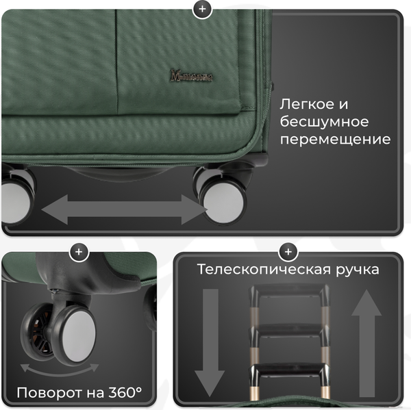 Изображение товара Чемодан на колесах MONZA 8038# (S, зеленый)