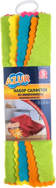 Изображение товара Набор салфеток хозяйственных York Azur микроволокно 30x30 / 026190 (5шт)