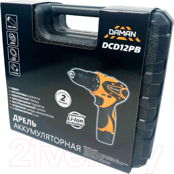 Изображение товара Аккумуляторная дрель-шуруповерт Daman DCD12PB