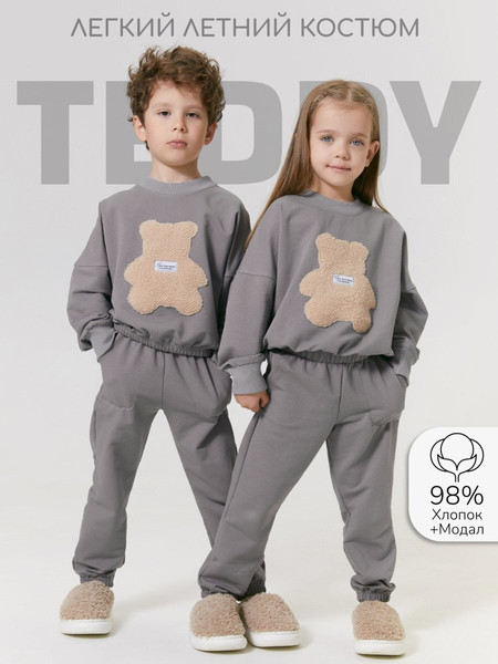 Изображение товара Костюм для малышей Amarobaby Teddy / AB-OD24-T11/11-104 (серый, р.104)