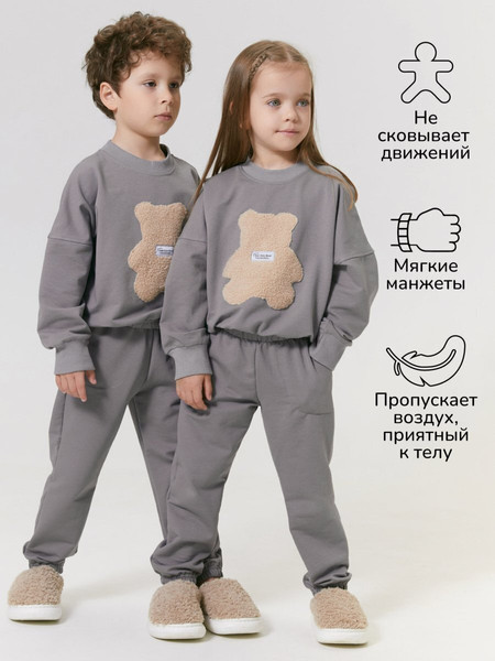 Изображение товара Костюм для малышей Amarobaby Teddy / AB-OD24-T11/11-104 (серый, р.104)