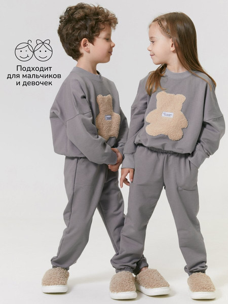 Изображение товара Костюм для малышей Amarobaby Teddy / AB-OD24-T11/11-104 (серый, р.104)