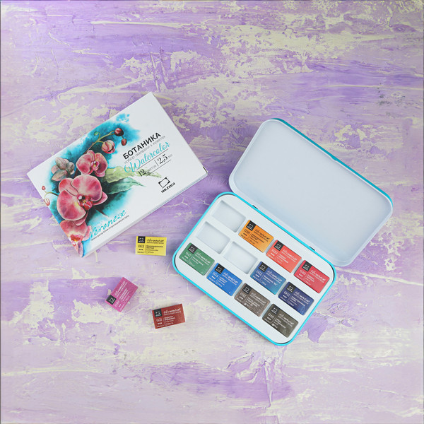 Изображение товара Акварельные краски Малевичъ Veroneze. Ботаника / 630975 (12цв)