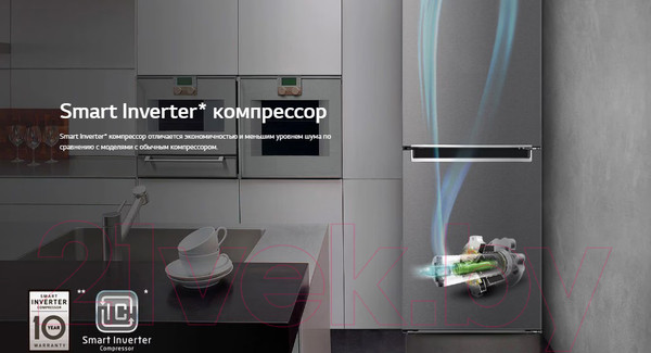 Изображение товара Холодильник с морозильником LG GC-B509MEWM