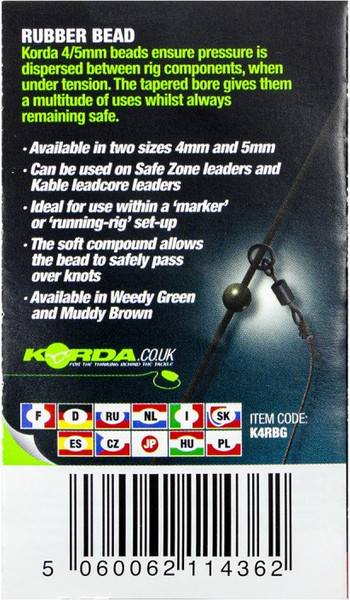 Изображение товара Набор бусин рыболовных Korda Rubber Bead Green 4мм / K4RBG