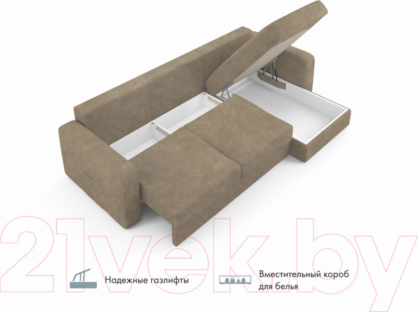 Изображение товара Диван угловой Mio Tesoro Aurora правый  (Kashemir 230 коричневый)