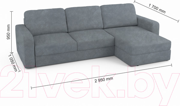 Изображение товара Диван угловой Mio Tesoro Aurora правый (Kashemir 974 серый)