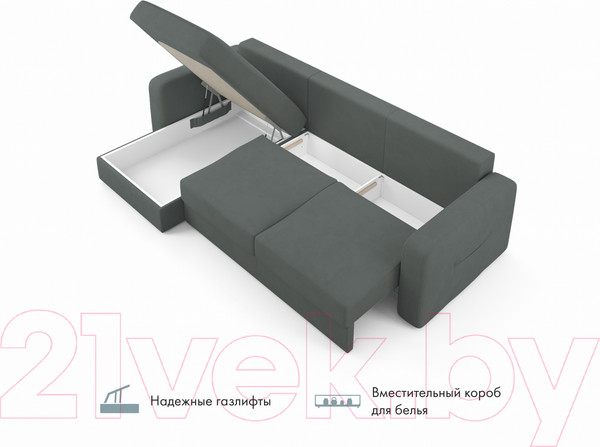 Изображение товара Диван угловой Mio Tesoro Aurora левый (Velutto 32 темно-серый)