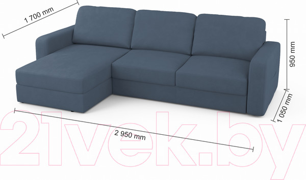 Изображение товара Диван угловой Mio Tesoro Aurora левый (Velutto 48 синий denim)