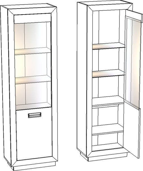 Изображение товара Шкаф с витриной Мебель-КМК П Эстель 0738.23-02 (сосна шале/бетон спаркс 861)