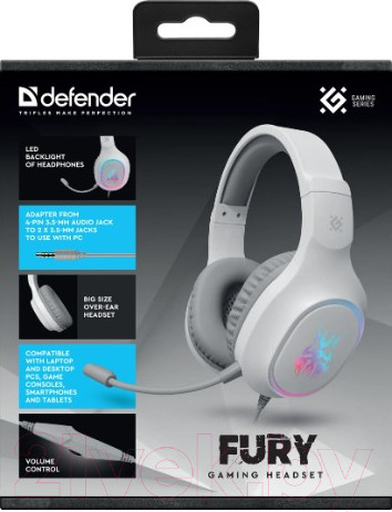 Изображение товара Наушники-гарнитура Defender Fury / 64480