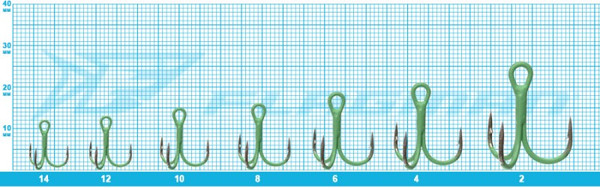 Изображение товара Набор крючков рыболовных Flagman Fishing Treble hook F36 Luminous Green №12 / F36G-12  (5шт)