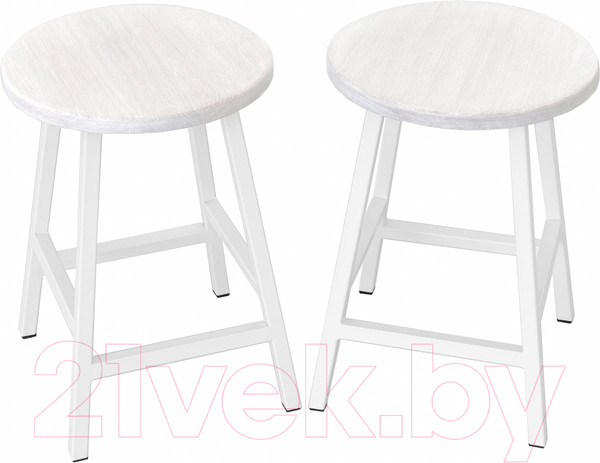 Изображение товара Набор табуретов Stal-Massiv SMH-245 (2шт, дуб беленый/белый)