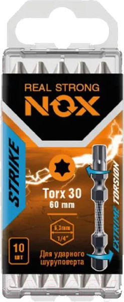 Изображение товара Набор бит Nox Strike Impact Е6.3 Tx30-60 / 333060 (10шт)