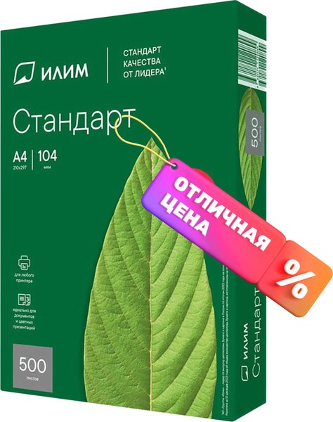 Бумага ИЛИМ Стандарт А4 80г/м2 (500л)