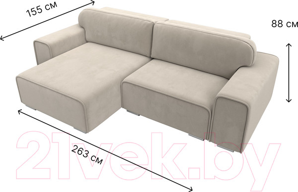 Изображение товара Диван угловой Лига Диванов Лига-029 левый / 121917L (микровельвет бежевый)
