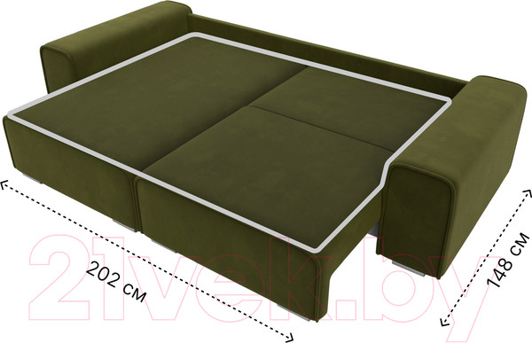 Изображение товара Диван угловой Лига Диванов Лига-029 левый / 121920L (микровельвет зеленый)