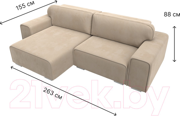 Изображение товара Диван угловой Лига Диванов Лига-029 левый / 121924L (велюр бежевый)
