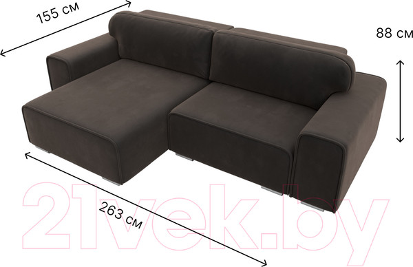Изображение товара Диван угловой Лига Диванов Лига-029 левый / 121927L (велюр коричневый)
