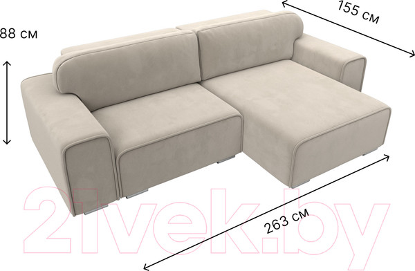 Изображение товара Диван угловой Лига Диванов Лига-029 правый / 121917 (микровельвет бежевый)