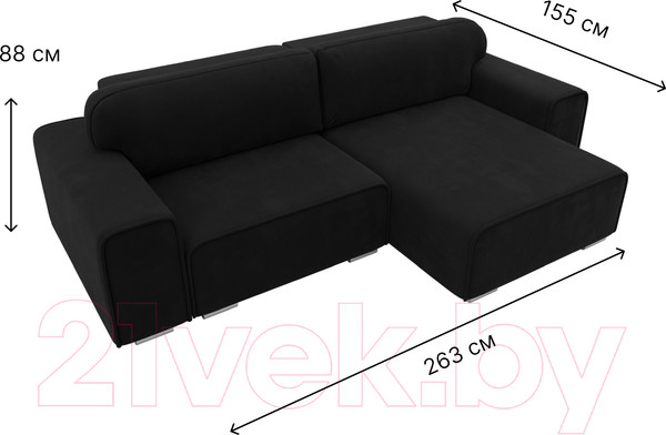 Изображение товара Диван угловой Лига Диванов Лига-029 правый / 121918 (микровельвет черный)