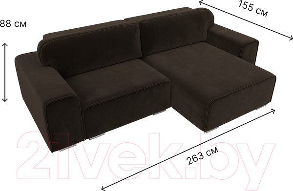Изображение товара Диван угловой Лига Диванов Лига-029 правый / 121919 (микровельвет коричневый)