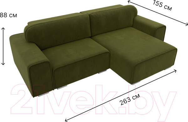 Изображение товара Диван угловой Лига Диванов Лига-029 правый / 121920 (микровельвет зеленый)