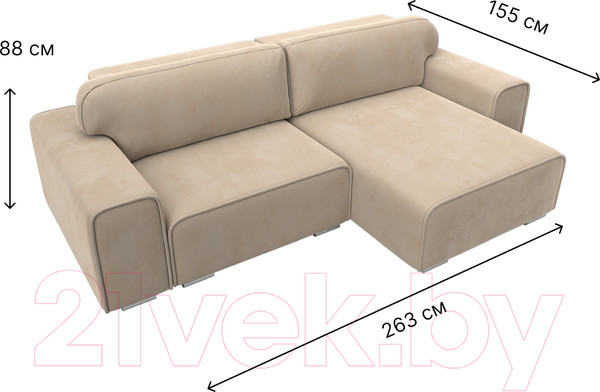Изображение товара Диван угловой Лига Диванов Лига-029 правый / 121924 (велюр бежевый)