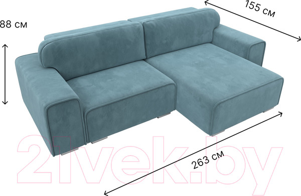 Изображение товара Диван угловой Лига Диванов Лига-029 правый / 121925 (велюр бирюзовый)