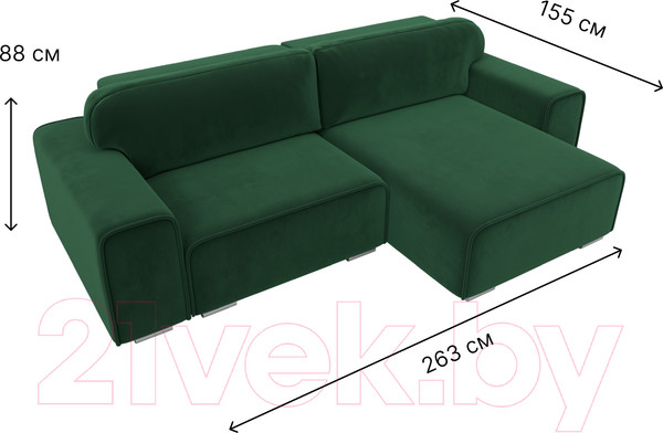 Изображение товара Диван угловой Лига Диванов Лига-029 правый / 121926 (велюр зеленый)