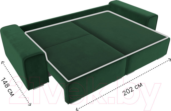 Изображение товара Диван угловой Лига Диванов Лига-029 правый / 121926 (велюр зеленый)
