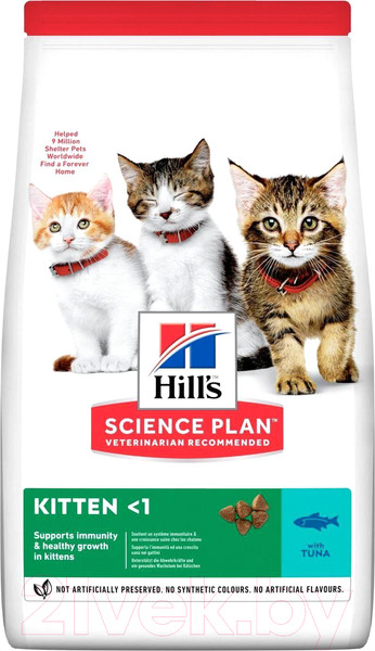 Изображение товара Сухой корм для кошек Hill's Science Plan Kitten Tuna / 607657 (1.5кг)