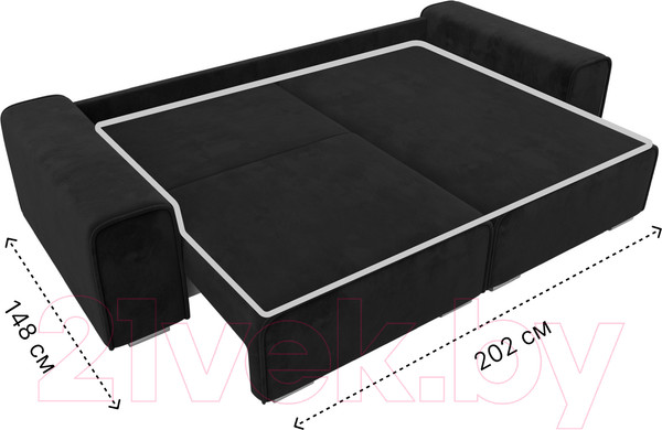 Изображение товара Диван угловой Лига Диванов Лига-029 правый / 121929 (велюр черный)