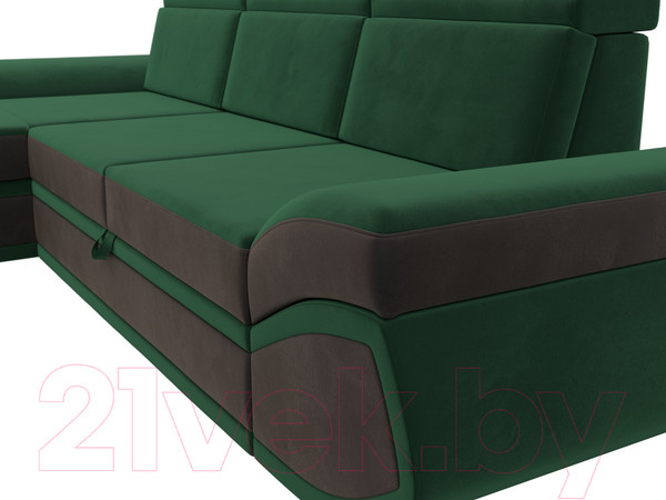 Изображение товара Диван угловой Лига Диванов Лига-032 левый / 121645L (велюр, зеленый/коричневый)