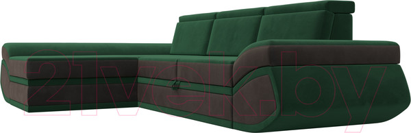 Изображение товара Диван угловой Лига Диванов Лига-032 левый / 121645L (велюр, зеленый/коричневый)