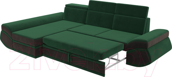 Изображение товара Диван угловой Лига Диванов Лига-032 левый / 121645L (велюр, зеленый/коричневый)