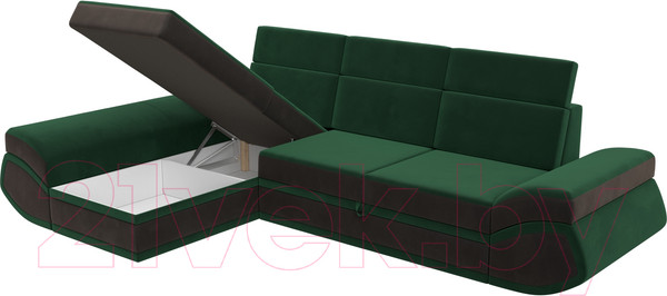 Изображение товара Диван угловой Лига Диванов Лига-032 левый / 121645L (велюр, зеленый/коричневый)