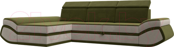 Изображение товара Диван угловой Лига Диванов Лига-032 левый / 121653L (микровельвет, зеленый/бежевый)