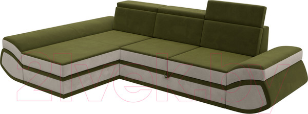 Изображение товара Диван угловой Лига Диванов Лига-032 левый / 121653L (микровельвет, зеленый/бежевый)
