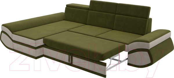 Изображение товара Диван угловой Лига Диванов Лига-032 левый / 121653L (микровельвет, зеленый/бежевый)