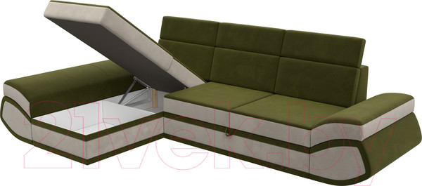 Изображение товара Диван угловой Лига Диванов Лига-032 левый / 121653L (микровельвет, зеленый/бежевый)