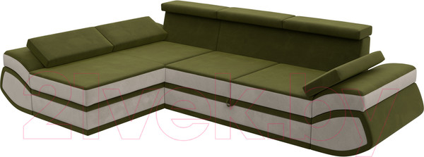 Изображение товара Диван угловой Лига Диванов Лига-032 левый / 121653L (микровельвет, зеленый/бежевый)